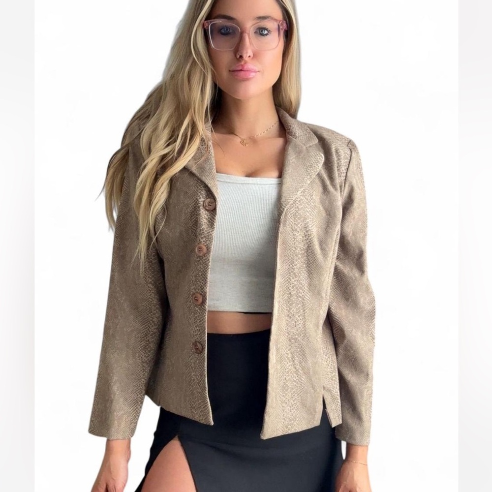 Vintage Positive Attitude Snakeskin Print Blazer Jacket 🤎🐍